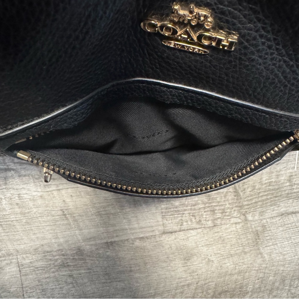 Coach Taylor Tote Light Gold/Black Pebble Leather Zip Top Closure Purse - Picture 7 of 14